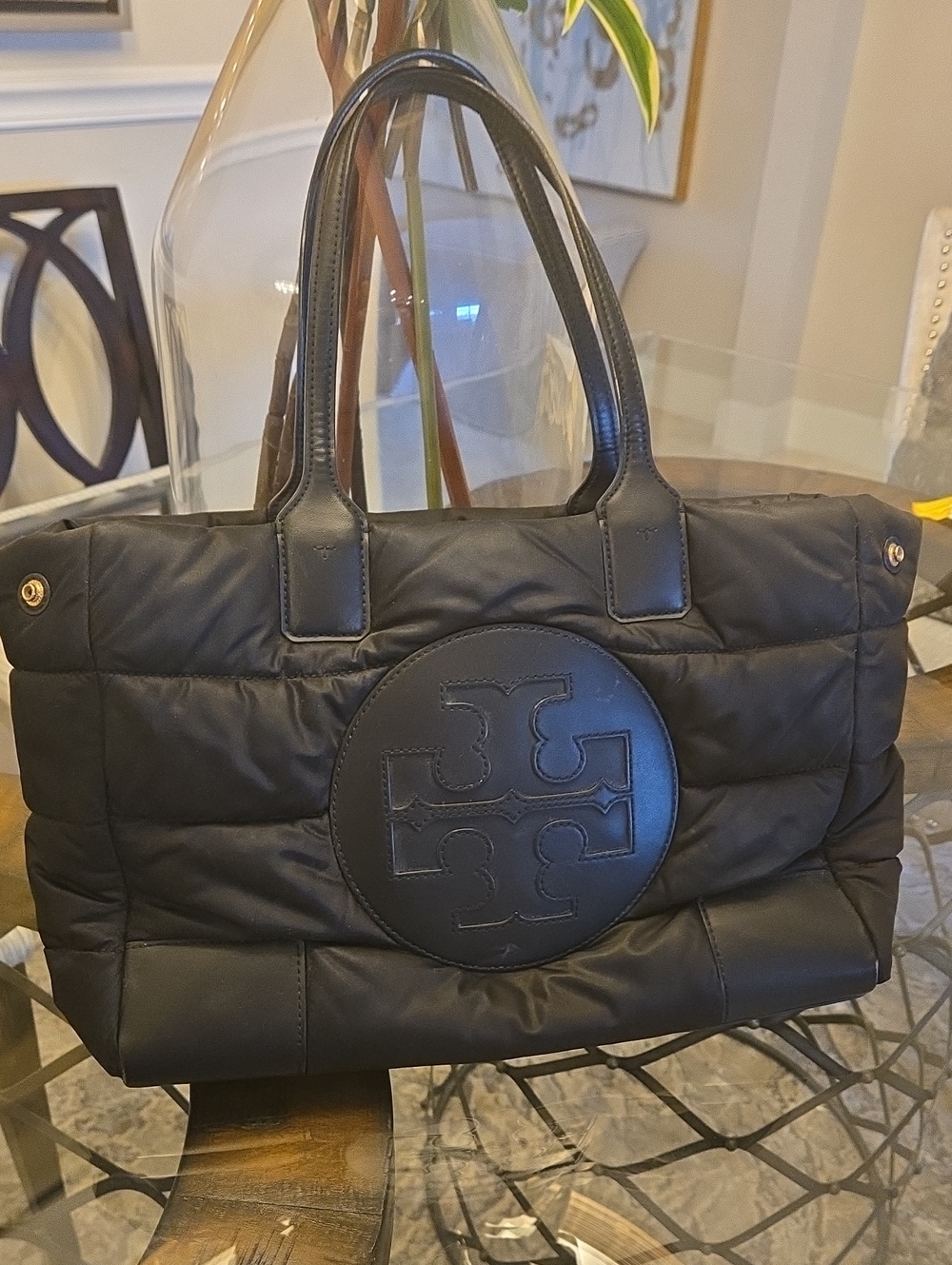 Tory Burch Puffer Quilted Logo Tote Bag
